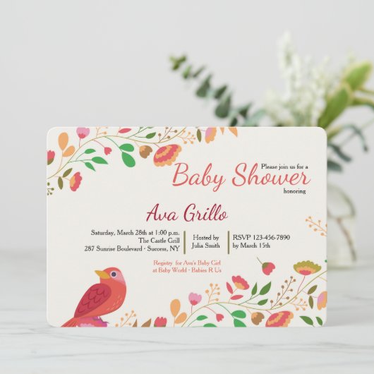 Spring Cardinal Invitation Kaart (Staand voorkant)