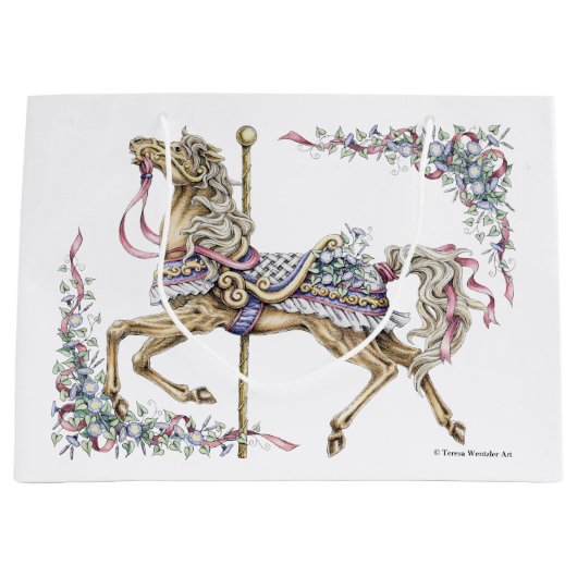 Spring Carousel Horse Draft Gift Bag Large Cadeautasje (Voorkant)