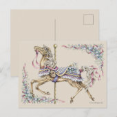 Spring Carousel Horse Drawing Post Card Briefkaart (Voorkant / Achterkant)