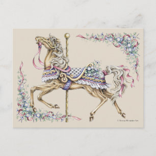 Spring Carousel Horse Drawing Post Card Briefkaart