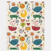 Spring Cat Beige - schattig leuk kitten bloemen Fleece Deken (Voorkant)