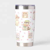 Spring Cats Petten Bloemen Perzik Wit Geïsoleerde Drinkbeker (Achterkant)