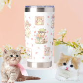 Spring Cats Petten Bloemen Perzik Wit Geïsoleerde Drinkbeker