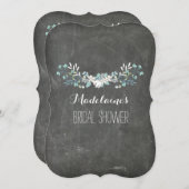 Spring Chalkboard Floral Bridal Shower Invitations Kaart (Voorkant / Achterkant)
