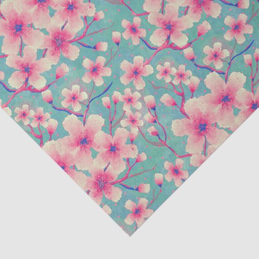 Spring Cherry Blossinggreen Tissuepapier (Detail)