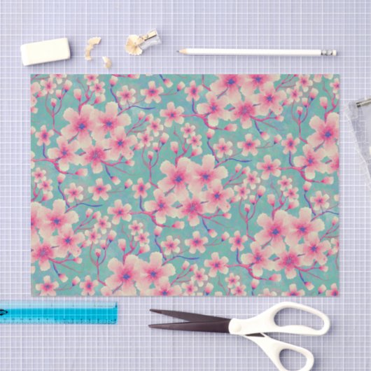 Spring Cherry Blossinggreen Tissuepapier (Craft)