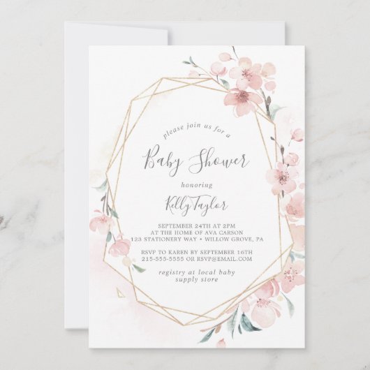 Spring Cherry Blossom Baby shower Kaart (Voorkant)