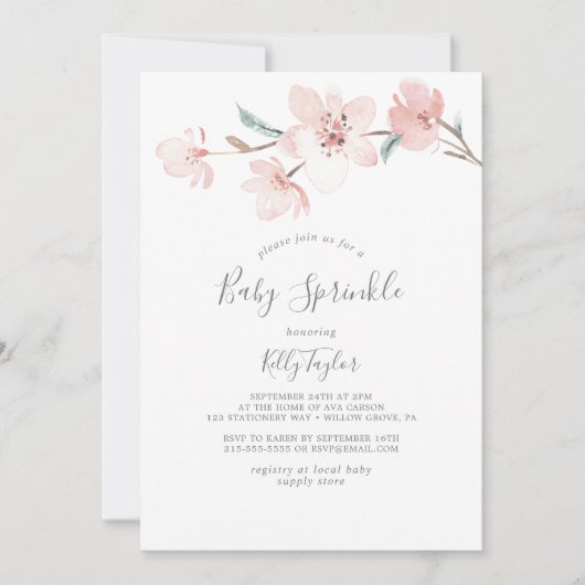 Spring Cherry Blossom Baby Sprinkle Kaart (Voorkant)