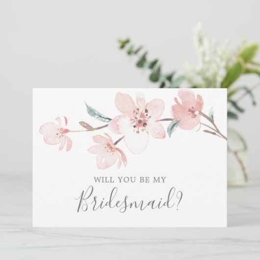 Spring Cherry Blossom Bridesmaid proposal Kaart (Staand voorkant)