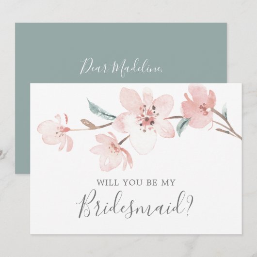 Spring Cherry Blossom Bridesmaid proposal Kaart (Voorkant / Achterkant)