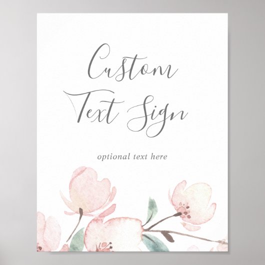 Spring Cherry Blossom Custom Text Sign Poster (Voorkant)