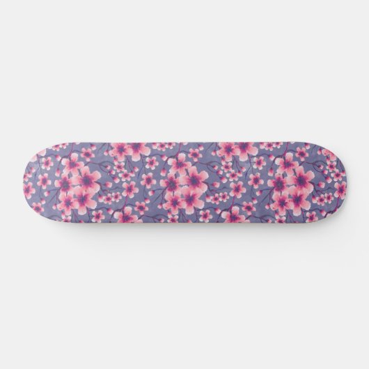 Spring Cherry Blossom deep lila Skateboard (Horizontaal)