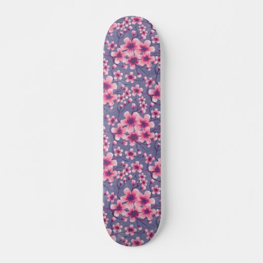 Spring Cherry Blossom deep lila Skateboard (Voorkant)
