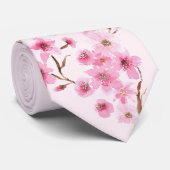 Spring Cherry Blossom Elegant Wedding Stropdas (Opgerold)