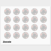 Spring Cherry Blossom Gray Wedding Envelope Seals Ronde Sticker (Vel)