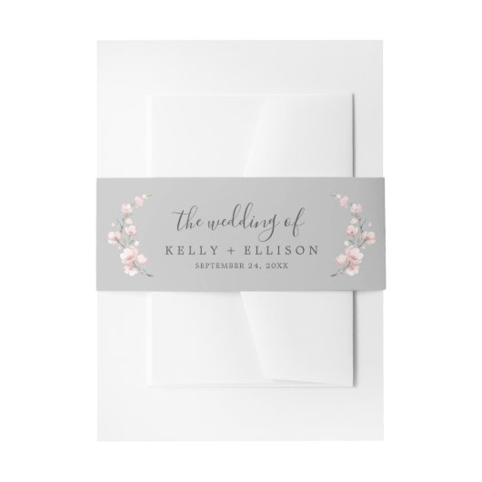 Spring Cherry Blossom | Grijs de bruiloft van Uitnodigingen Wikkel (Voorkant Voorbeeld)
