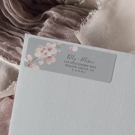 Spring Cherry Blossom | Grijs label retouradres