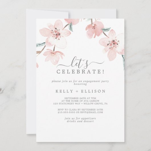 Spring Cherry Blossom Let's Celebrate Kaart (Voorkant)