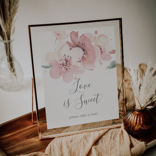 Spring Cherry Blossom Love is Sweet Weddenschap Poster