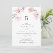 Spring Cherry Blossom Monogram Weddenschap Kaart (Staand voorkant)