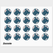 Spring Cherry Blossom Navy Wedding Envelope Seals Ronde Sticker (Vel)