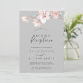 Spring Cherry Blossom | Ontvangst van grijze bruil Kaart (Staand voorkant)