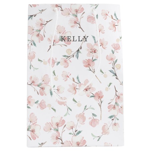 Spring Cherry Blossom Pattern Medium Cadeauzakje (Voorkant)
