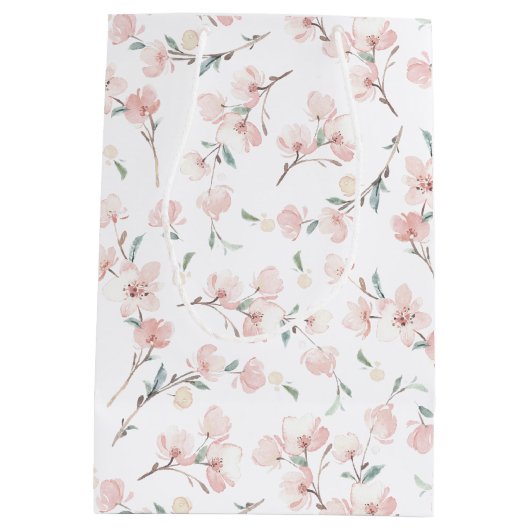Spring Cherry Blossom Pattern Medium Cadeauzakje (Achterkant)