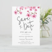 Spring Cherry Blossom Photo Wedding Save the Date Kaart (Staand voorkant)