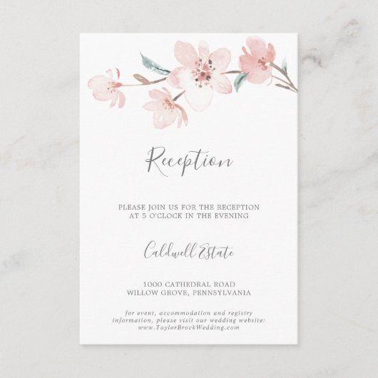 Spring Cherry Blossom Reception Tussenvoegsel Kaar Informatiekaartje (Voorkant)