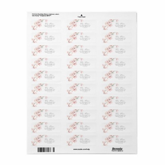 Spring Cherry Blossom Return Address Label (Full Sheet)
