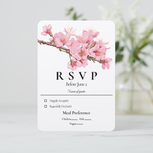 Spring cherry blossom RSVP-kaart Kaart (Staand voorkant)