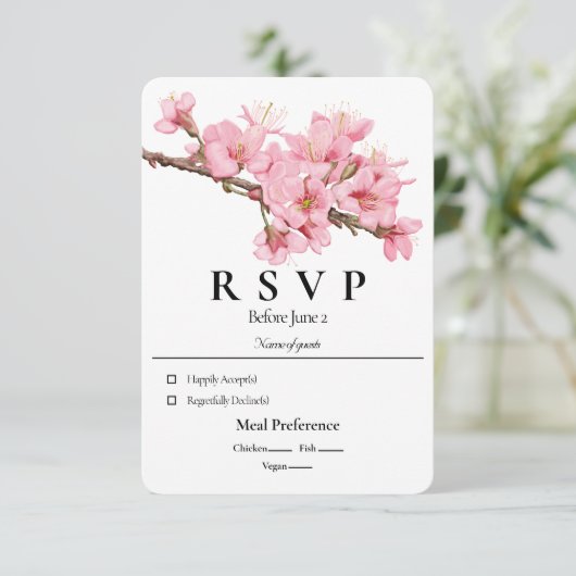 Spring cherry blossom RSVP-kaart Kaart (Staand voorkant)