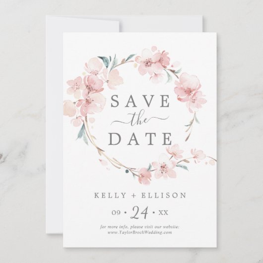 Spring Cherry Blossom Save the Date Kaart (Voorkant)