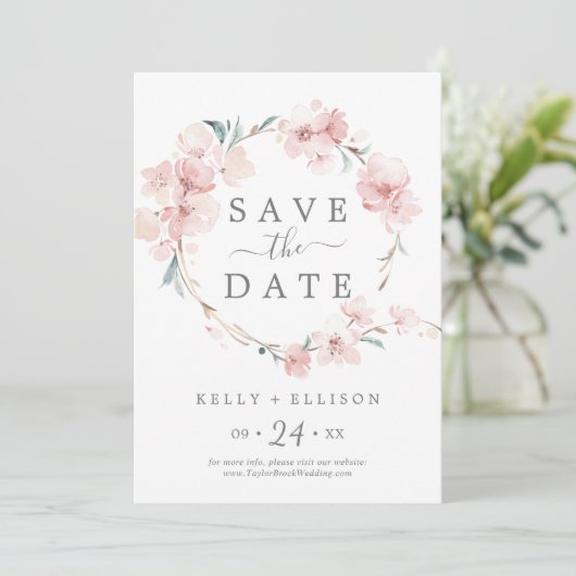 Spring Cherry Blossom Save the Date Kaart (Staand voorkant)