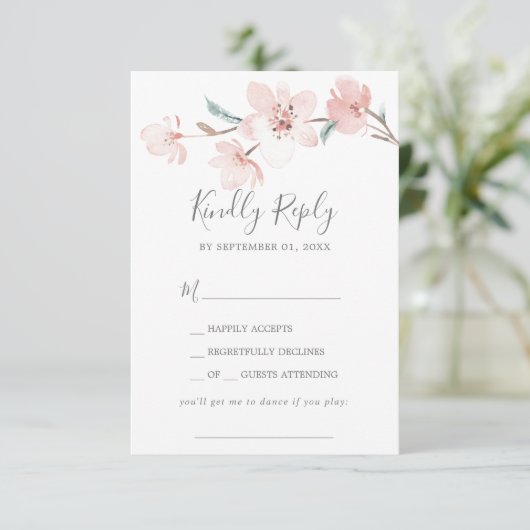 Spring Cherry Blossom Song Request RSVP Card (Staand voorkant)