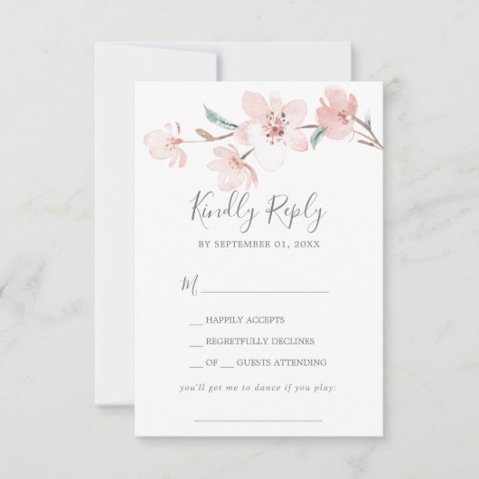 Spring Cherry Blossom Song Request RSVP Card Kaartje (Voorkant)