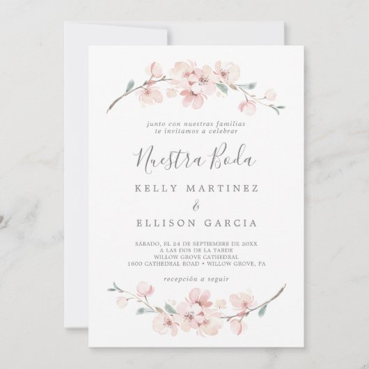 Spring Cherry Blossom Spain Nuestra Boda Kaart (Voorkant)