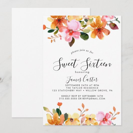 Spring Cherry Blossom Sweet Sixteen Birthday Kaart (Voorkant / Achterkant)