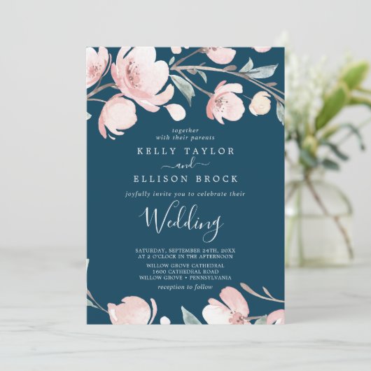 Spring Cherry Blossom | Uitnodiging tot weddenscha (Staand voorkant)