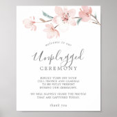 Spring Cherry Blossom Unplugged Ceremony Sign Poster (Voorkant)