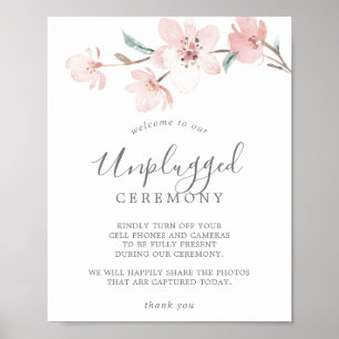 Spring Cherry Blossom Unplugged Ceremony Sign Poster