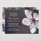 Spring Cherry Blossom Verjaardagsfeestje Uitnodigi Kaart (Voorkant / Achterkant)