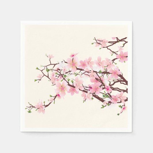 Spring Cherry Blossom Wedding Cocktail Napkins Servet (Voorkant)