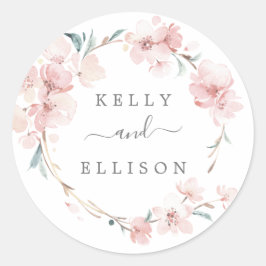 Spring Cherry Blossom Wedding Envelope Seals Ronde Sticker
