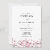 Spring Cherry Blossom Wedding Invitation Kaart (Voorkant)