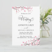 Spring Cherry Blossom Wedding Invitation Kaart (Staand voorkant)