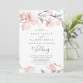 Spring Cherry Blossom Wedding Invitation Kaart (Staand voorkant)