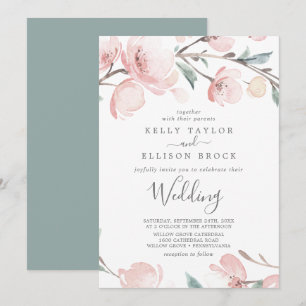 Spring Cherry Blossom Wedding Invitation Kaart