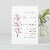 Spring Cherry Blossom Wedding Invitation Kaart (Staand voorkant)